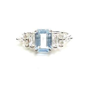 Made in Canada Sky Blue Emerald Cut Topaz Ring Handmade Sterling Silver 925